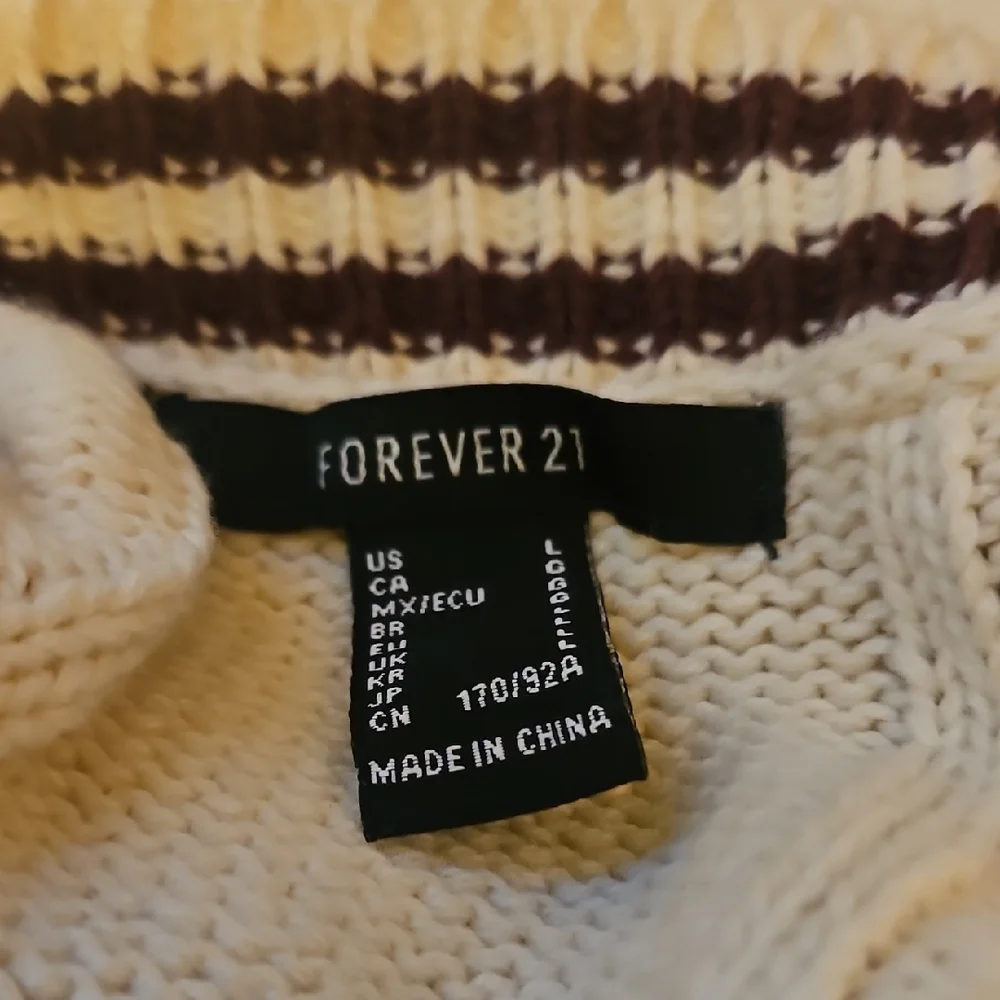 Forever 21 Cream Cardigan with Burgandy Applique and Trim - Picture 8 of 8